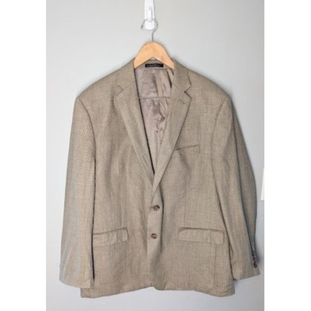 Lauren Ralph Lauren Men's Sport Coat 48R Beige Silk Wool Blend 2 Button Blazer